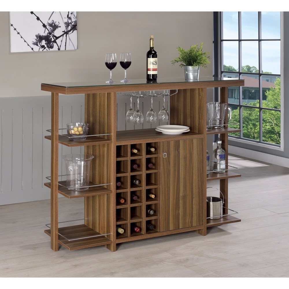 Sturdy Modern Bar Unit With Wine Bottle Storage- Saltoro Sherpi