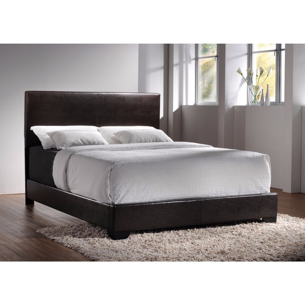Sophisticated Queen Upholstered Bed, Brown- Saltoro Sherpi