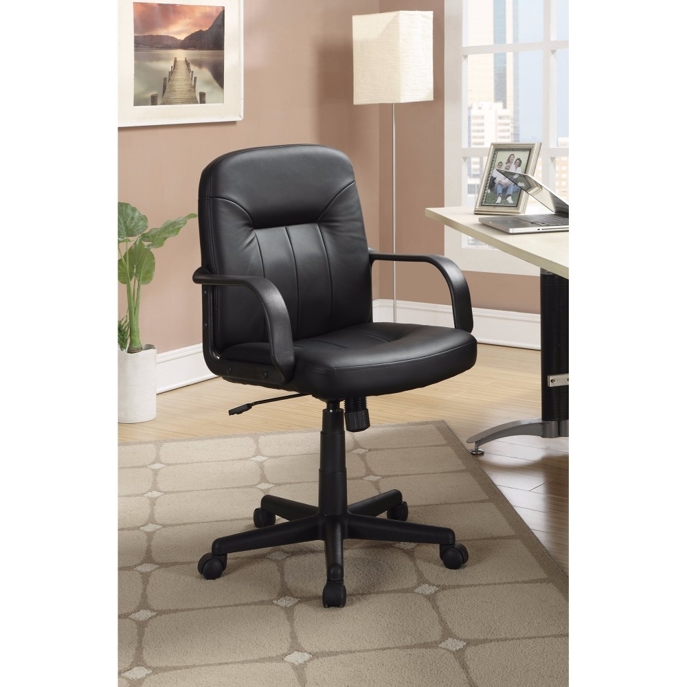Medium Back Office Leather Chair, Black- Saltoro Sherpi