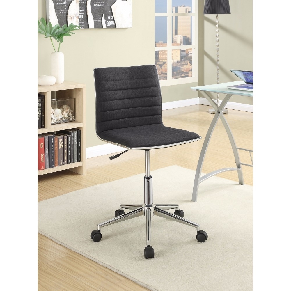 Contemporary Mid Back Desk Chair, Black- Saltoro Sherpi
