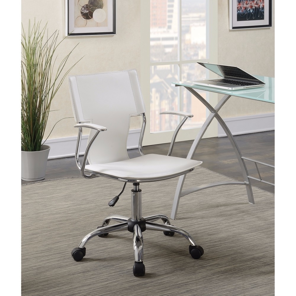 Contemporary Styled Mid Back Office Chair, White- Saltoro Sherpi