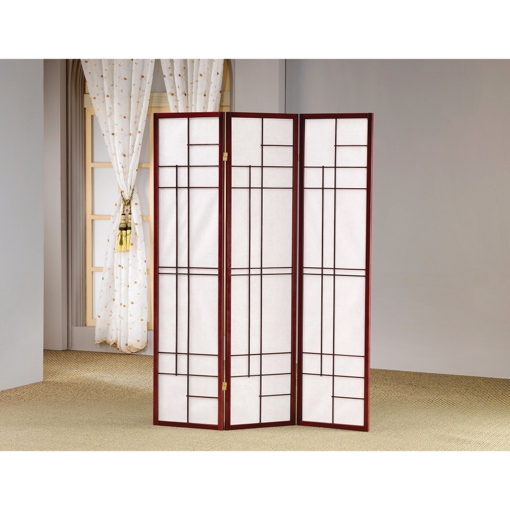 Classic 3 Panel Wooden Folding Screen, Brown- Saltoro Sherpi
