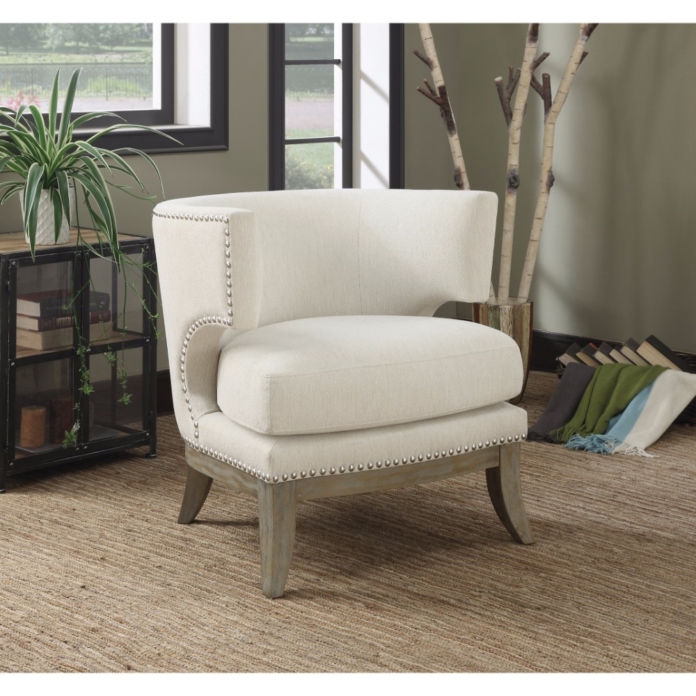Luxuriously Styled Accent Chair, White- Saltoro Sherpi