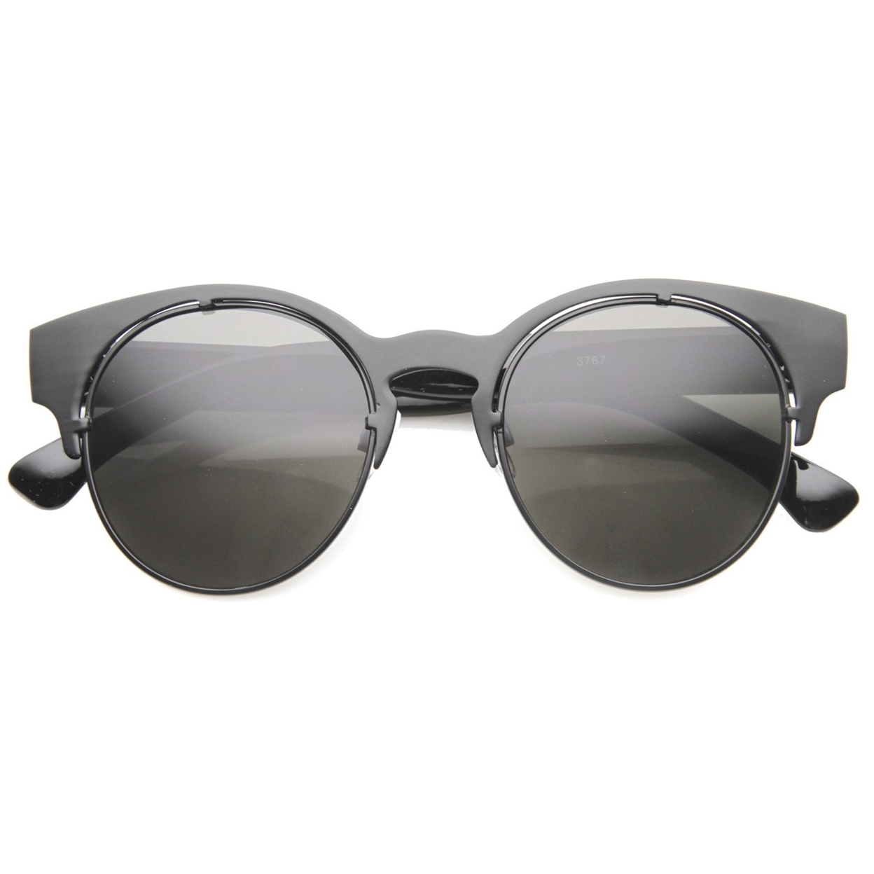 Mens Metal Semi-Rimless Sunglasses With UV400 Protected Composite Lens - Gunmetal-Black / Green