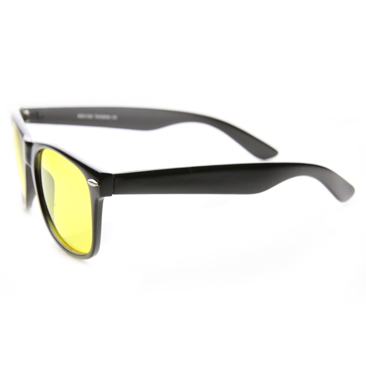 Night-Driving Glare Reducing Yellow Tinted Lens Basic Horned Rim Glasses - Black Yellow