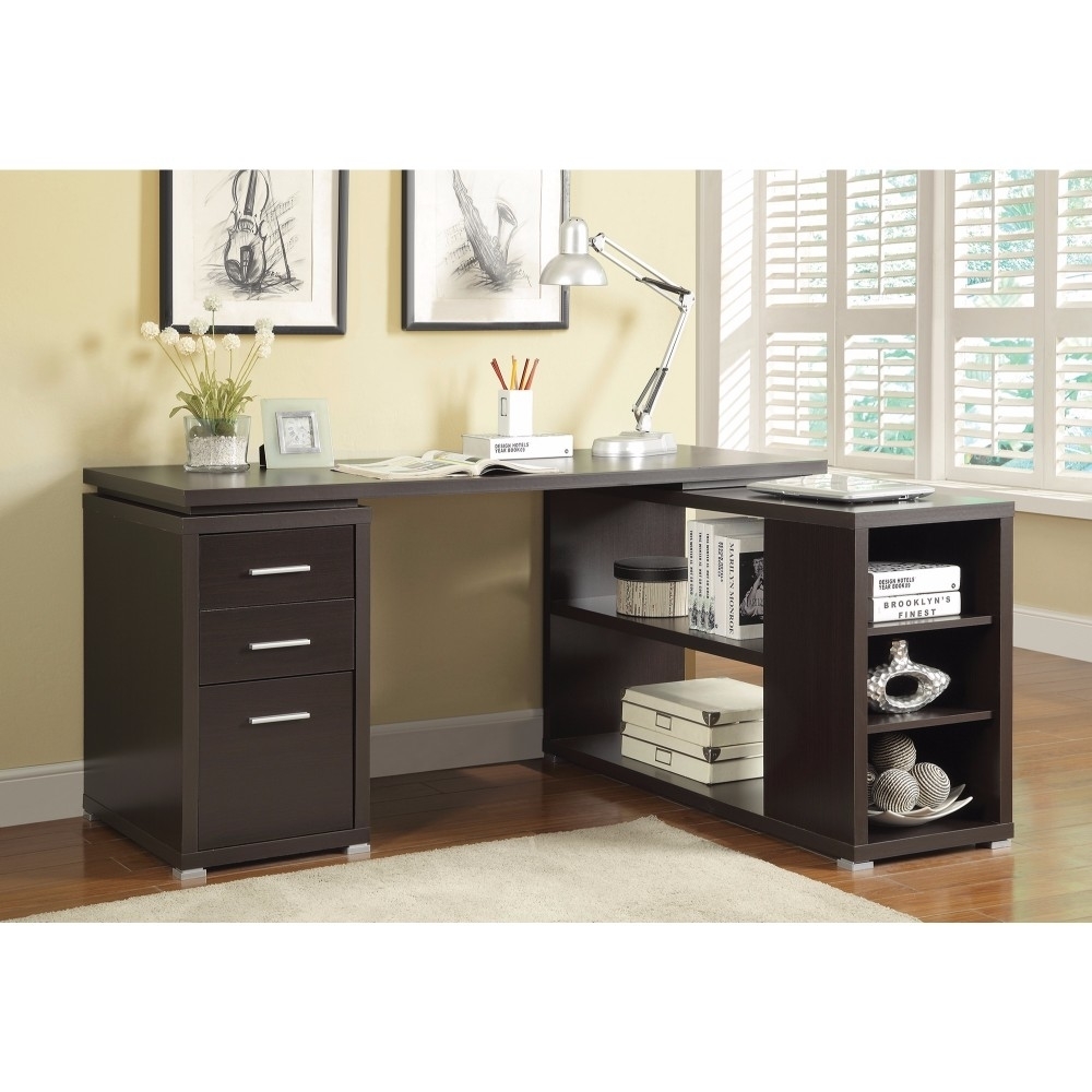 Contemporary Style Wooden Office Desk, Brown- Saltoro Sherpi