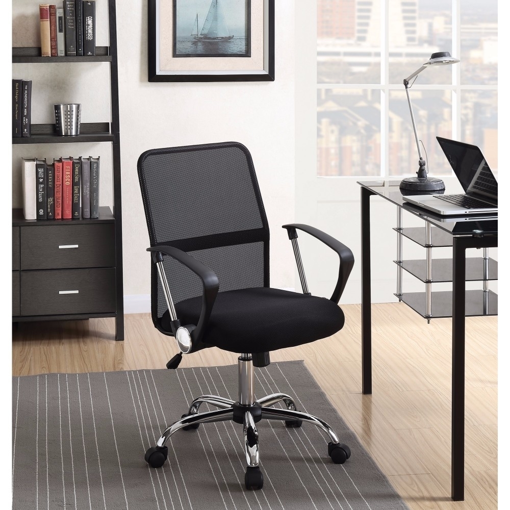 Ergonomic Fine Mesh Office Chair, Black- Saltoro Sherpi