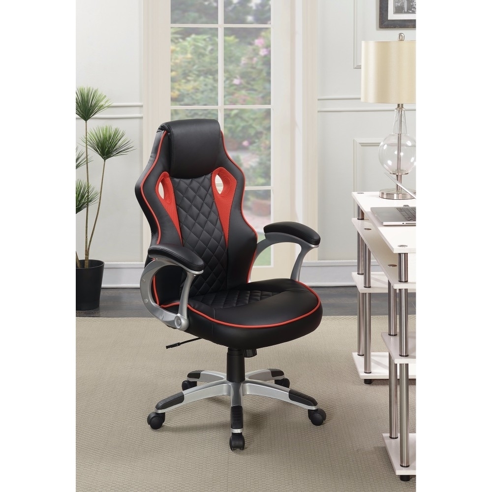 Fancy Design Ergonomic Gaming Office Chair, Black And Red- Saltoro Sherpi