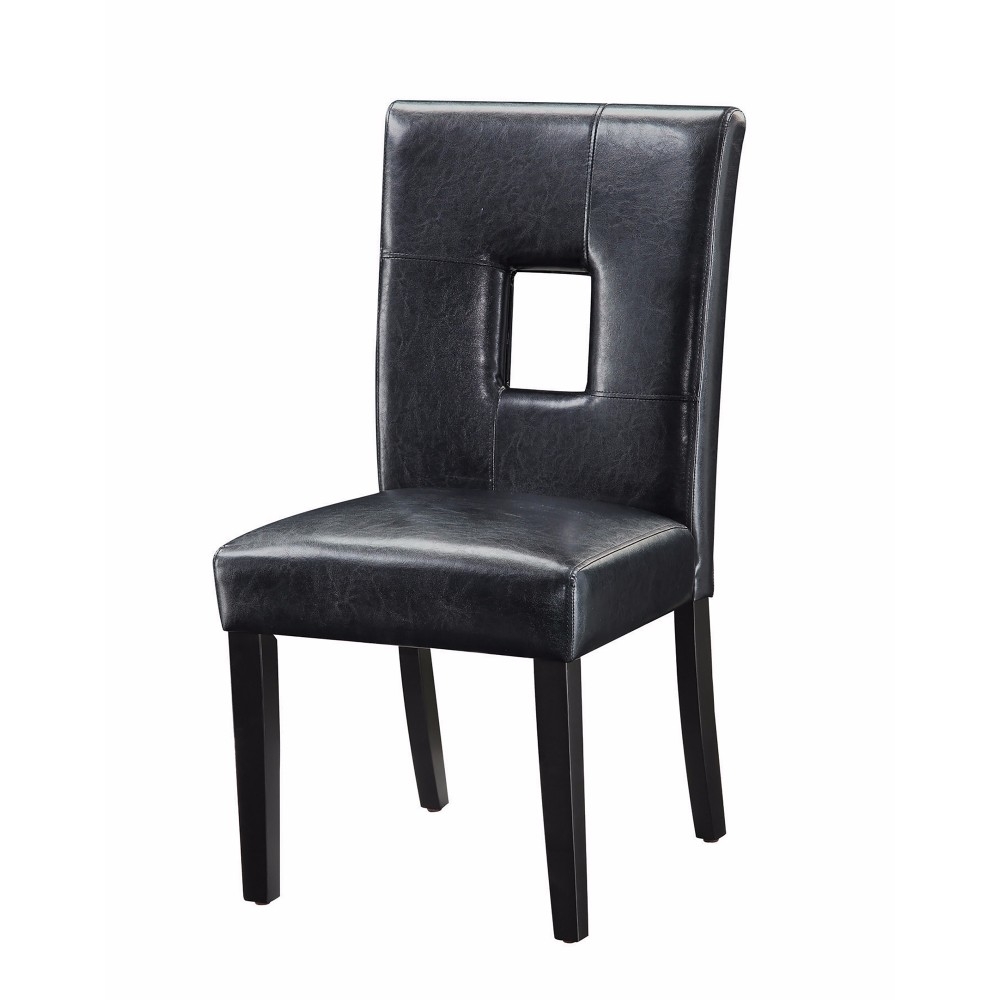 Contemporary Dining Side Chair With Upholstered Seat And Back, Black, Set Of 2- Saltoro Sherpi