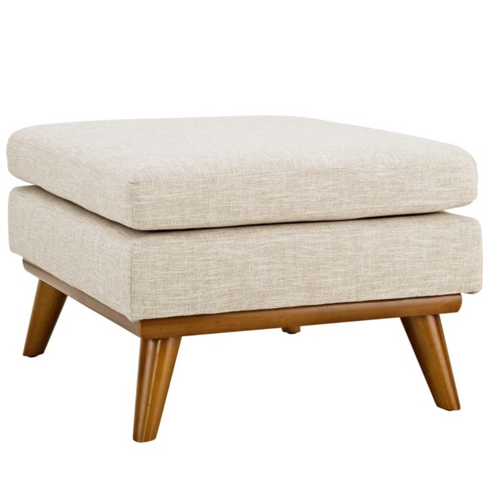 Engage Upholstered Fabric Ottoman, Beige