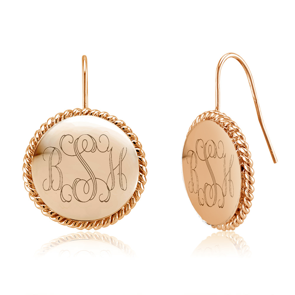 Personalized 18K Rose Gold Plated Braided Earrings