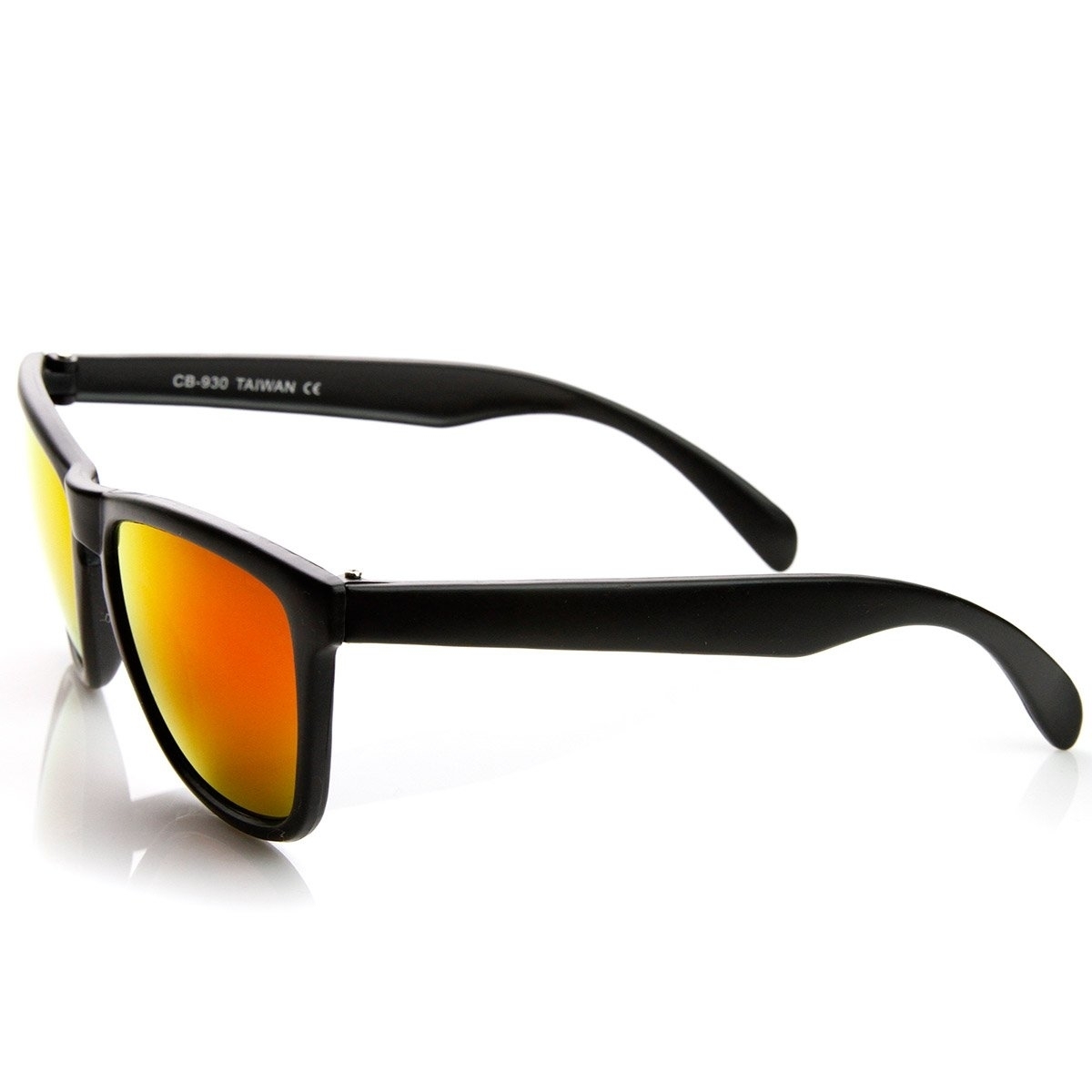 Action Sports Color Mirror Lens Modified Horn Rimmed Sunglasses - Black Sun