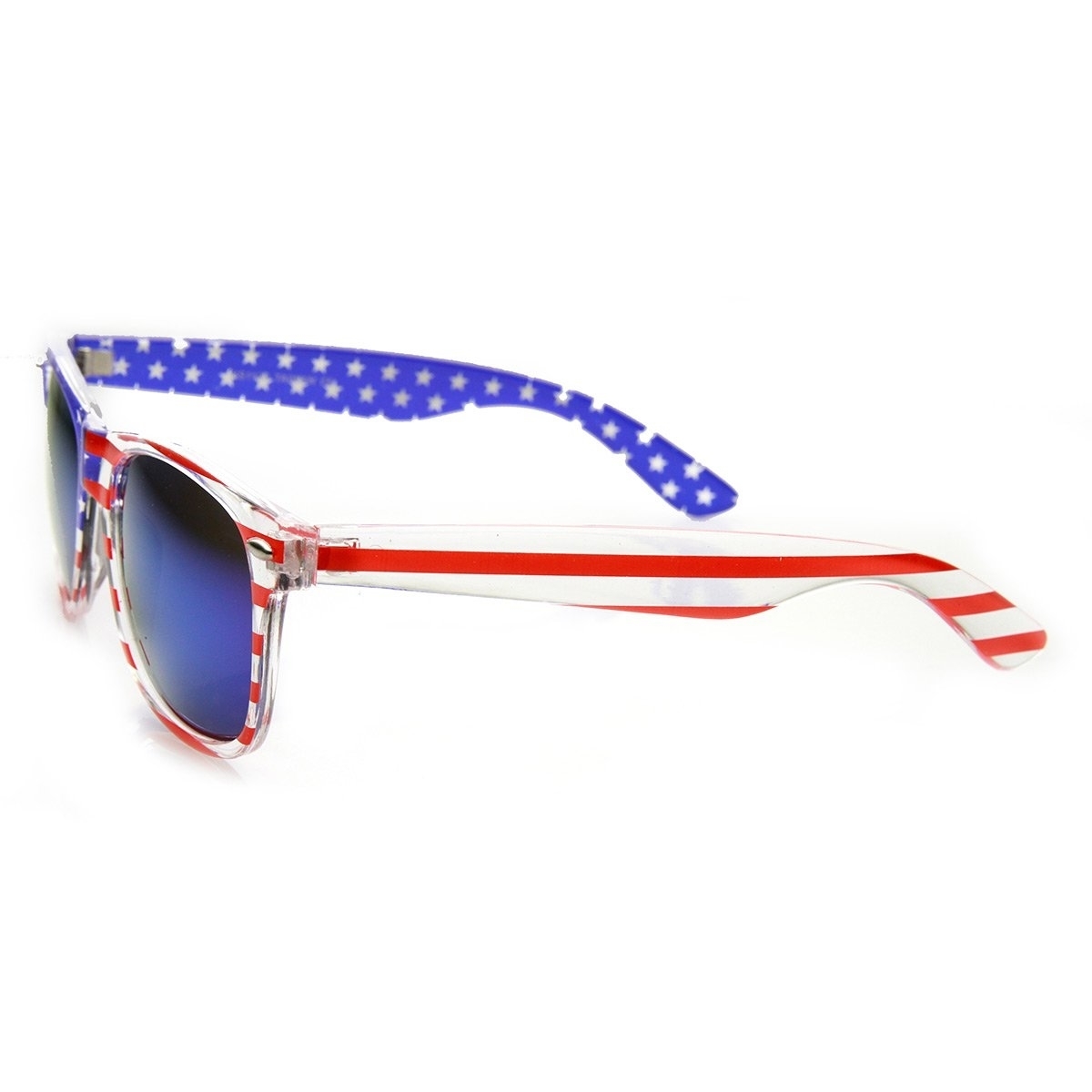 American Flag USA Patriotic Flash Mirror Lens Horn Rimmed Sunglasses - Patriot Series , Clear-Flag Fire
