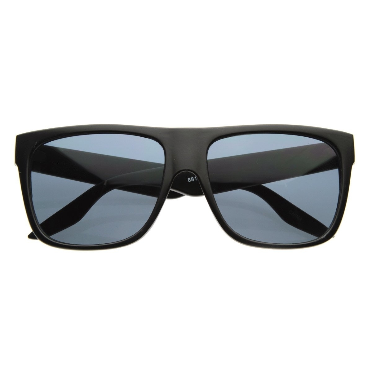 Casual Shades Menswear Plastic Flat Top Horn Rimmed Style Sunglasses Eyewear - Matte Black