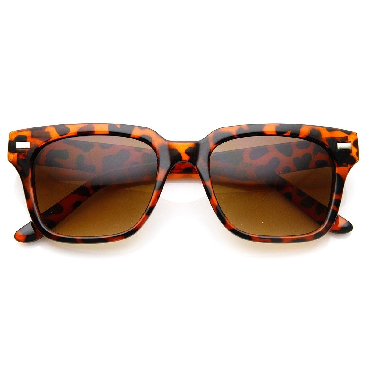 Casual Horned Rim Square Frame Retro Horn Rimmed Sunglasses - Tortoise Brown
