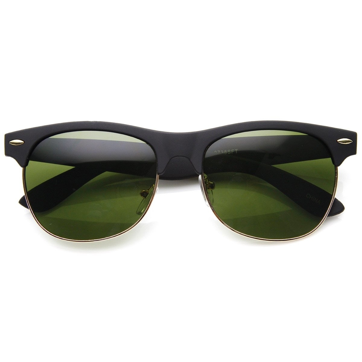 Classic Half Frame Semi-Rimless Soft Finish Horn Rimmed Sunglasses - Tortoise-Gold Amber