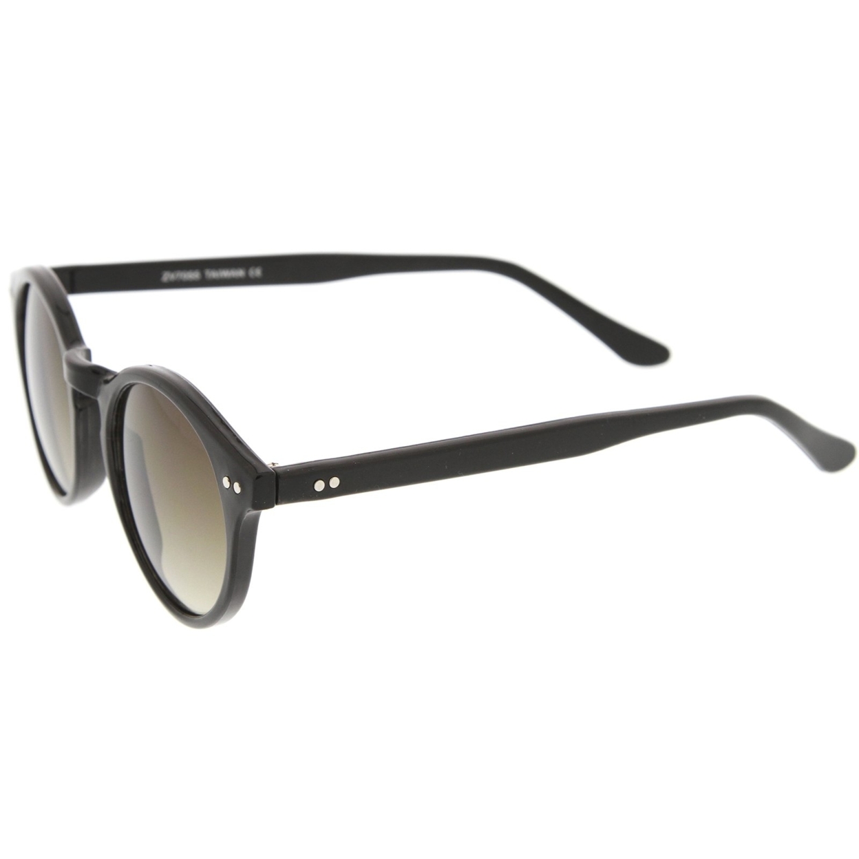 Classic Horn Rimmed Keyhole Nose Bridge P3 Round Sunglasses 46mm - Shiny Black / Smoke Gradient