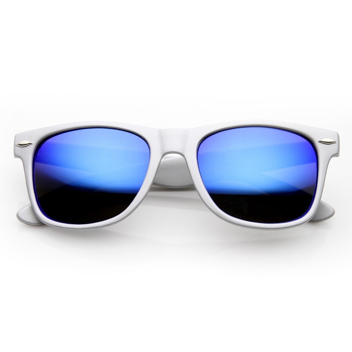 Classic Horn Rimmed Sunglasses With Flash Mirro Lens - Blue Ice