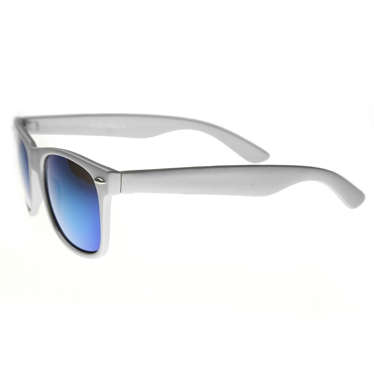 Classic Horn Rimmed Sunglasses With Flash Mirro Lens - Blue Ice