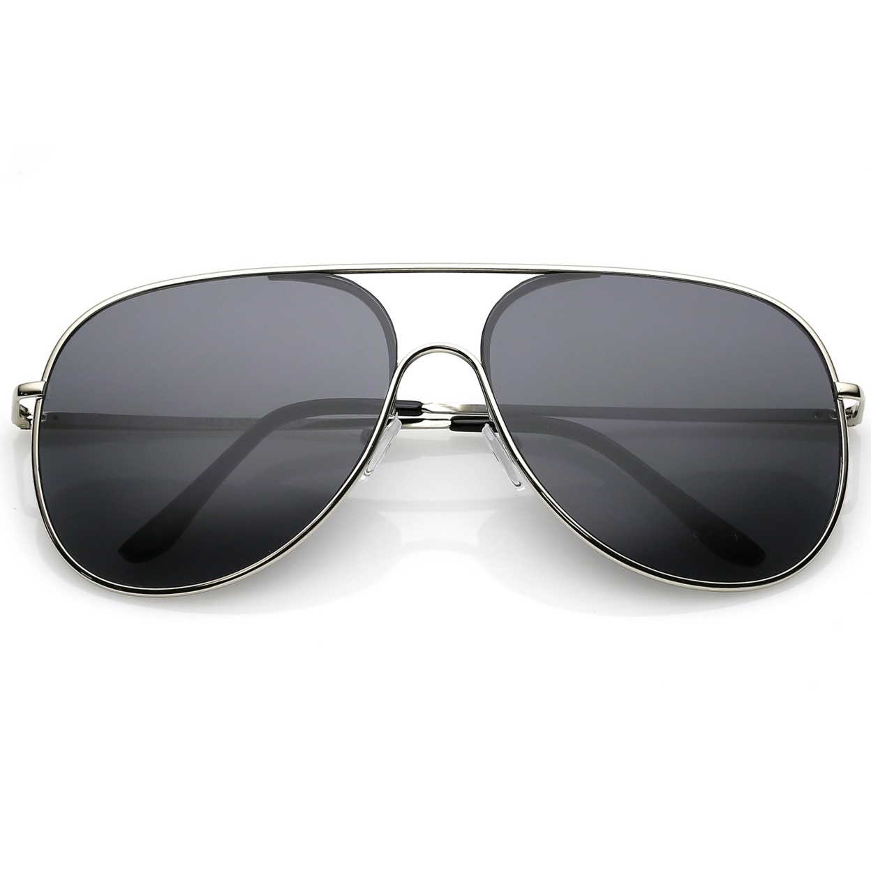 Classic Oversize Metal Aviator Sunglasses Semi Rimless Teardrop Flat Lens 62mm - Gold / Smoke
