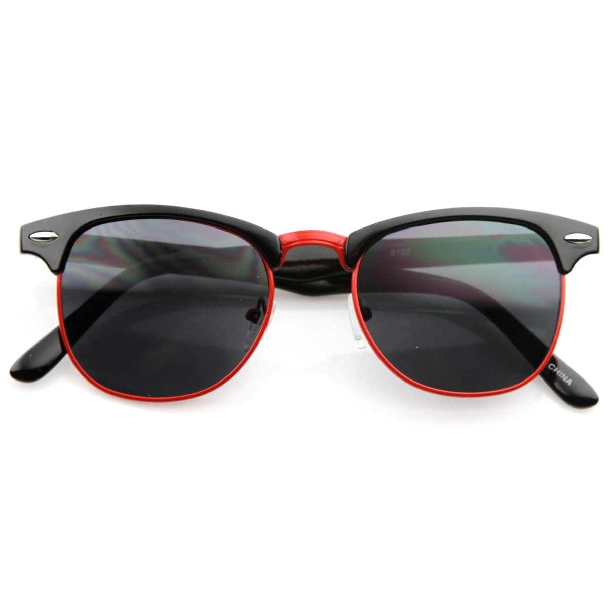 Classic Retro Fashion Colorful Half Frame Horn Rimmed Style Sunglasses - Black-Blue