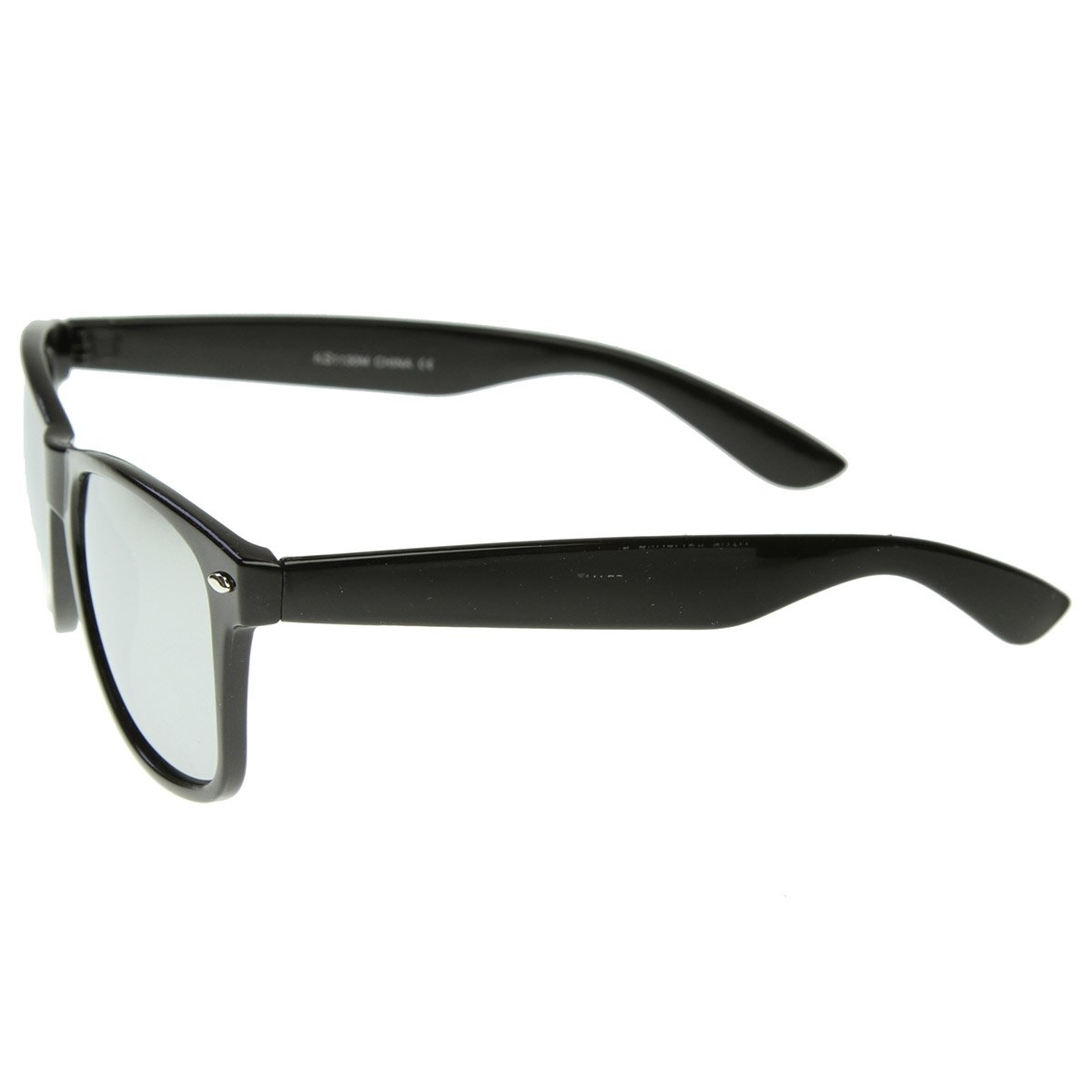 Classic Retro Fashion Horn Rimmed Style Sunglasses W/ Fully Mirrored Lens - Black