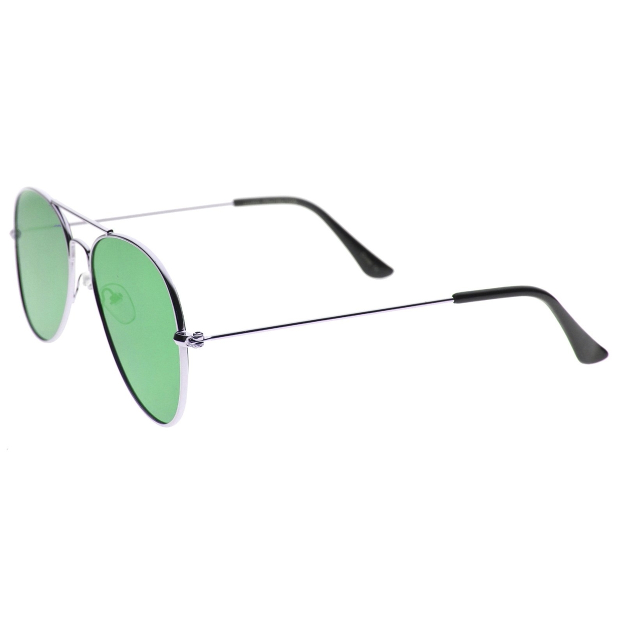Classic Teardrop Full Metal Flash Mirrored Flat Lens Aviator Sunglasses 59mm - Silver / Pink