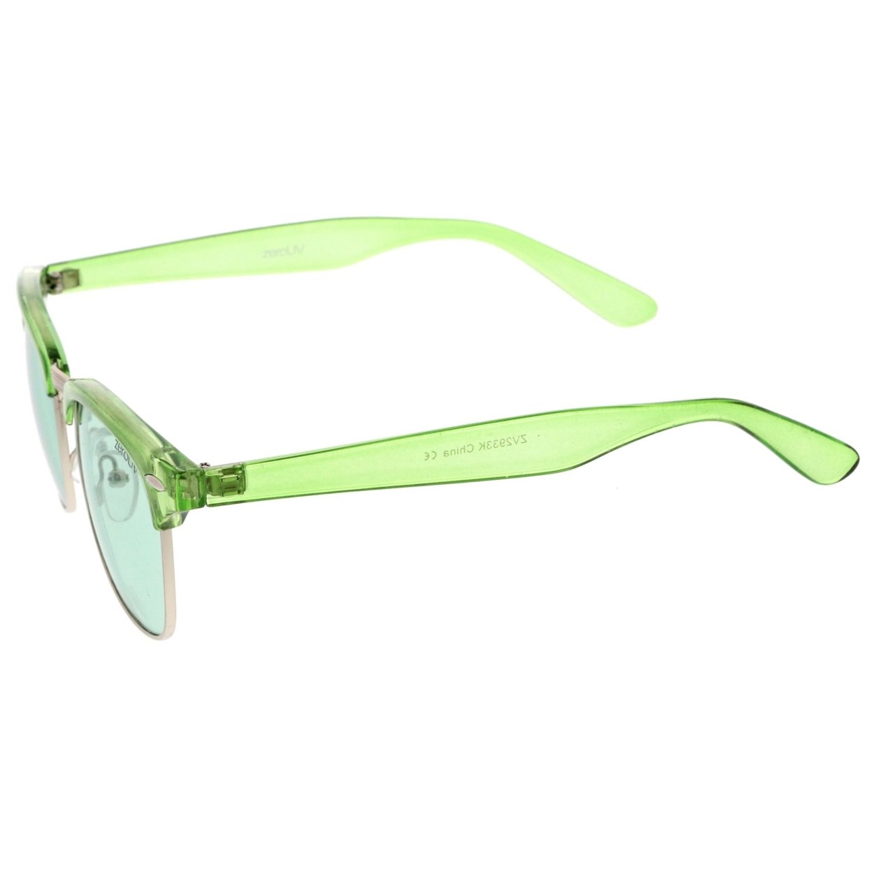 Classic Translucent Horn Rimmed Square Color Tinted Lens Half Frame Sunglasses 49mm - Pink / Pink