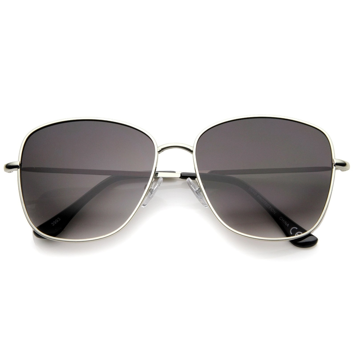 Contemporary Modern Fashion Full Metal Slim Temple Square Sunglasses 57mm - Shiny Gold / Amber