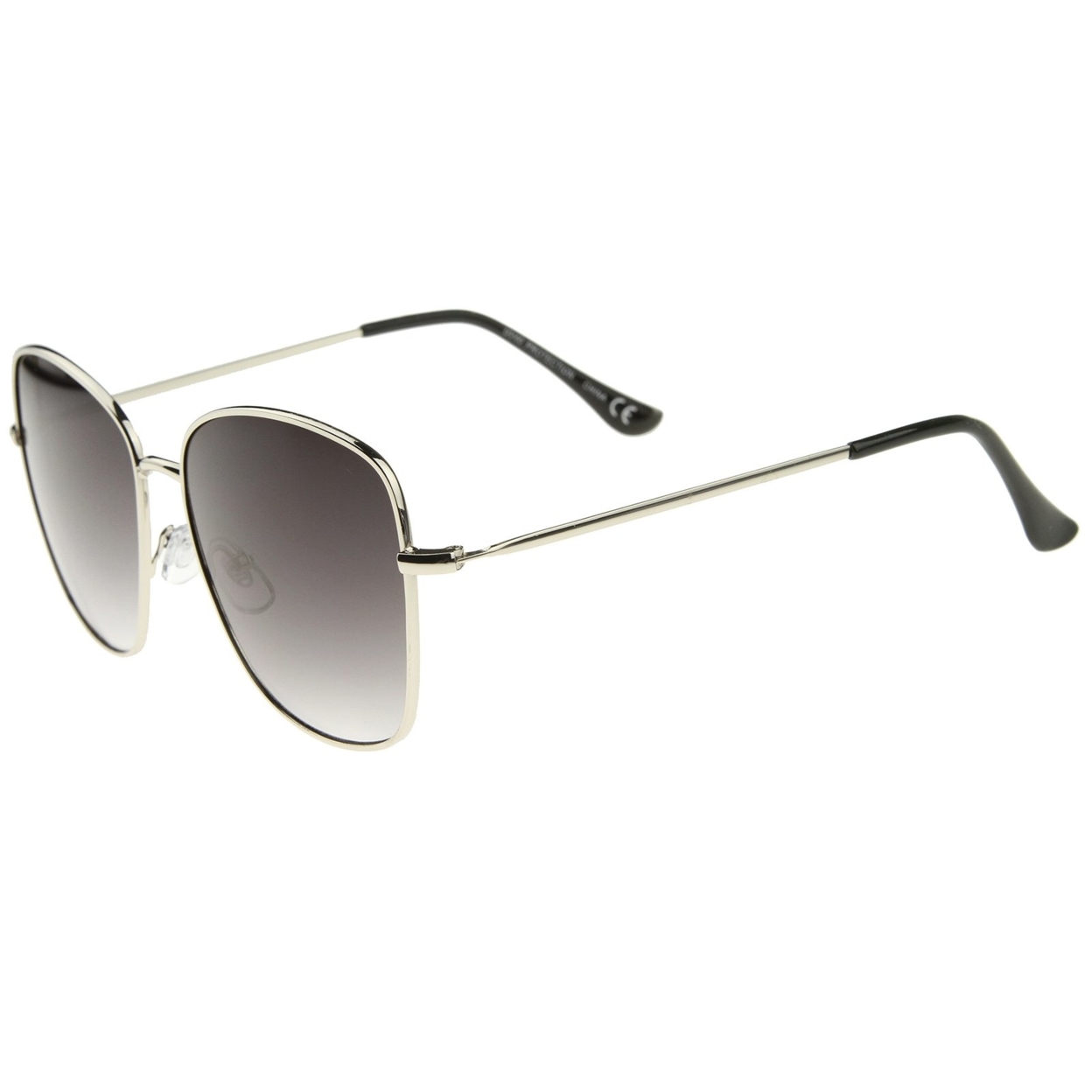 Contemporary Modern Fashion Full Metal Slim Temple Square Sunglasses 57mm - Matte Gold / Brown