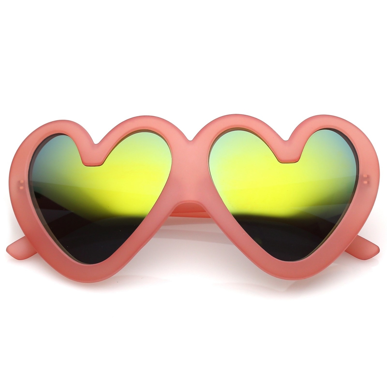 Cute Oversize Heart Sunglasses With Matte Finish Mirrored Lens 55mm - Black / Blue Mirror