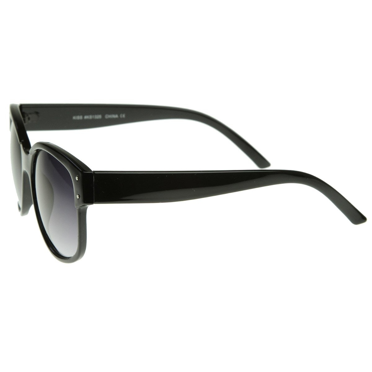 Designer Inspired Large Oversized Retro Style Sunglasses With Metal Rivets - Black