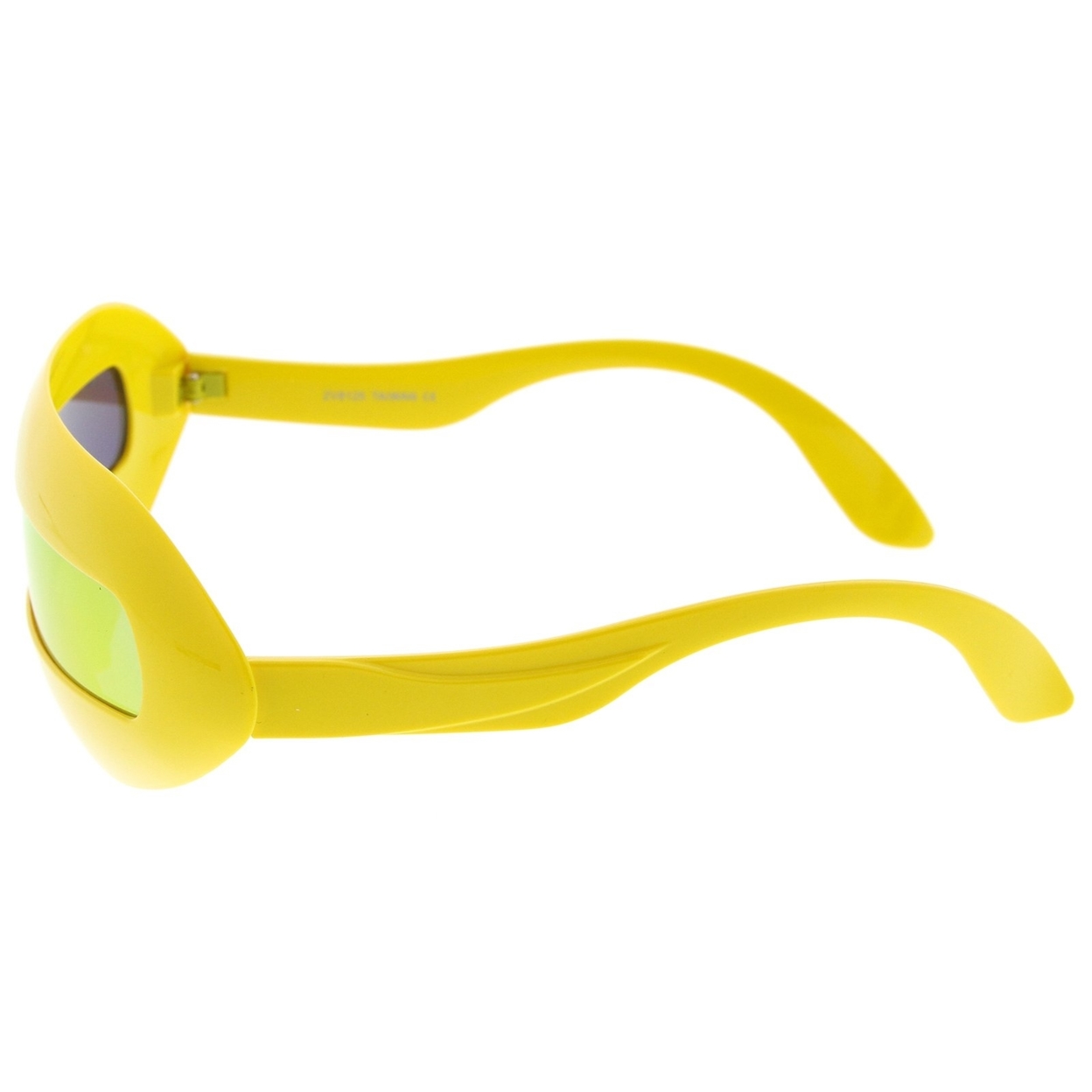 Futuristic Costume Single Shield Colored Mirror Lens Novelty Wrap Sunglasses 70mm - Blue / Blue Mirror