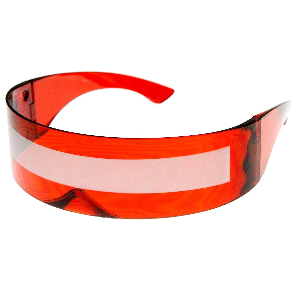 Futuristic Monoblock Daft Punk Wrap Shield Sunglasses - Red