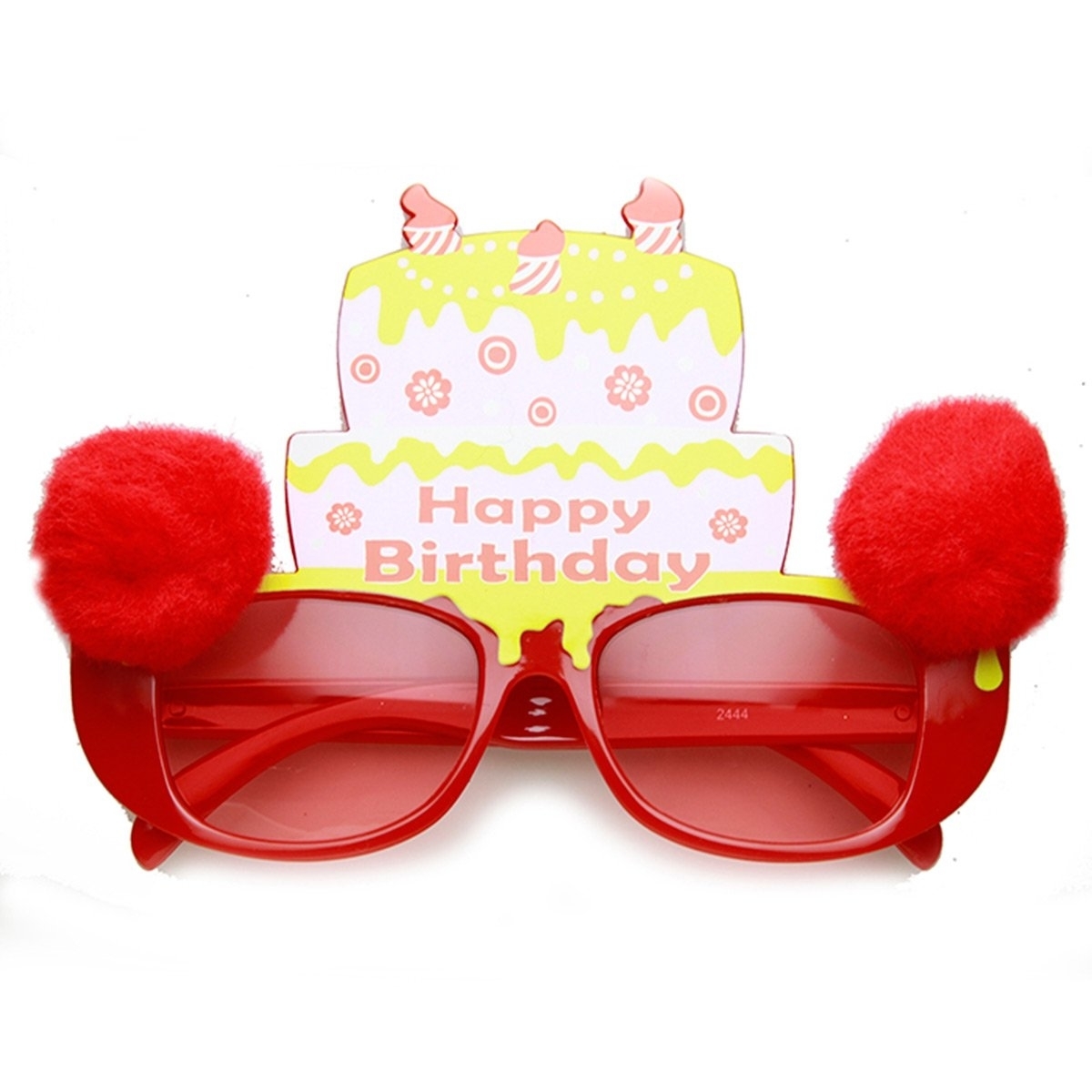 Happy Birthday Cake Furry Ball Colorful Bday Party Sunglasses - Green Green