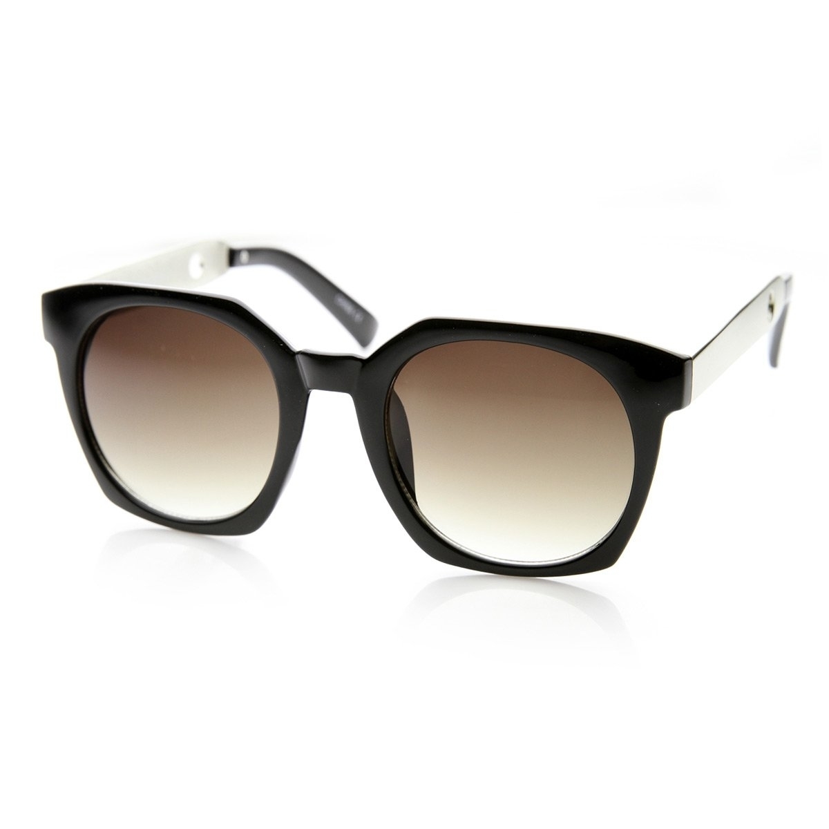 High Fashion Metal Temple Square Frame Womens Cat Eye Sunglasses - Black-Gold Lavender