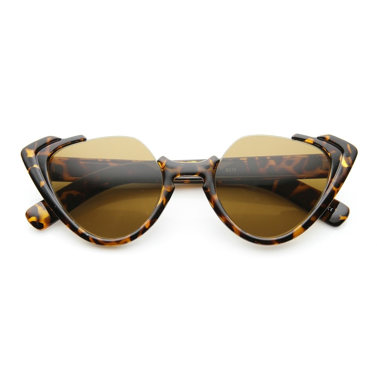 High Fashion Open Top Semi-Rimless Womens Cat Eye Sunglasses - Solid-Black Lavender