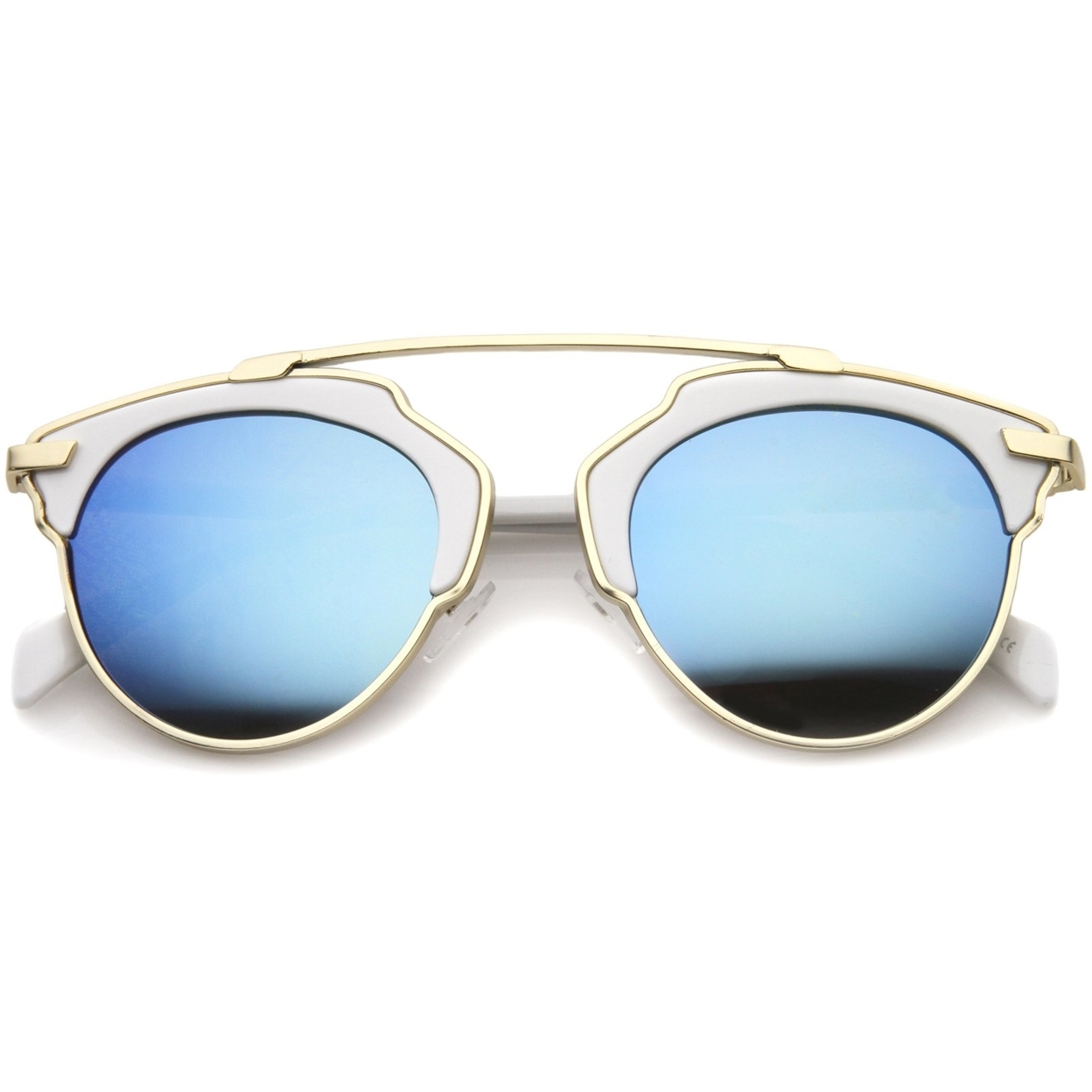 High Fashion Two-Toned Pantos Crossbar Color Mirror Lens Aviator Sunglasses 50mm - Black-Silver / Orange Mirror