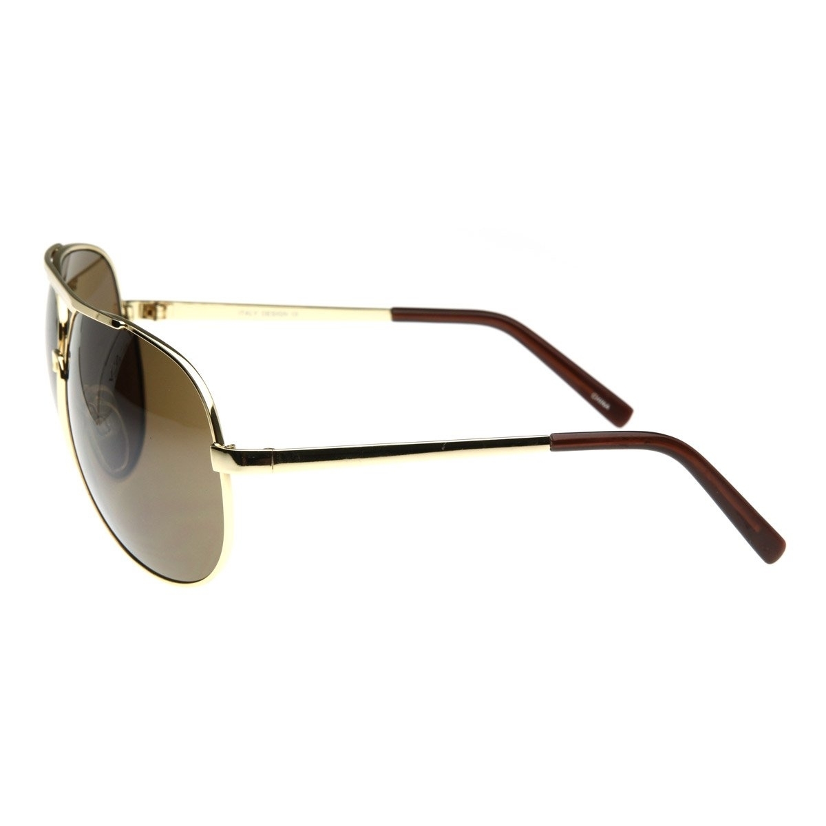 High Quality Full Frame Big X-Large Oversized Metal Aviator Sunglasses - Gold