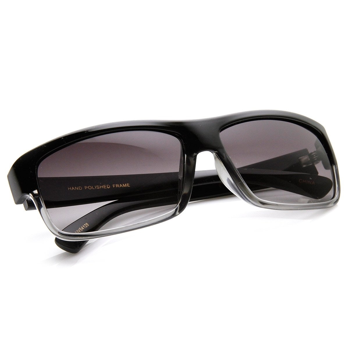High Quality Modern Rectangular Action Sports Sunglasses - Shiny-Black