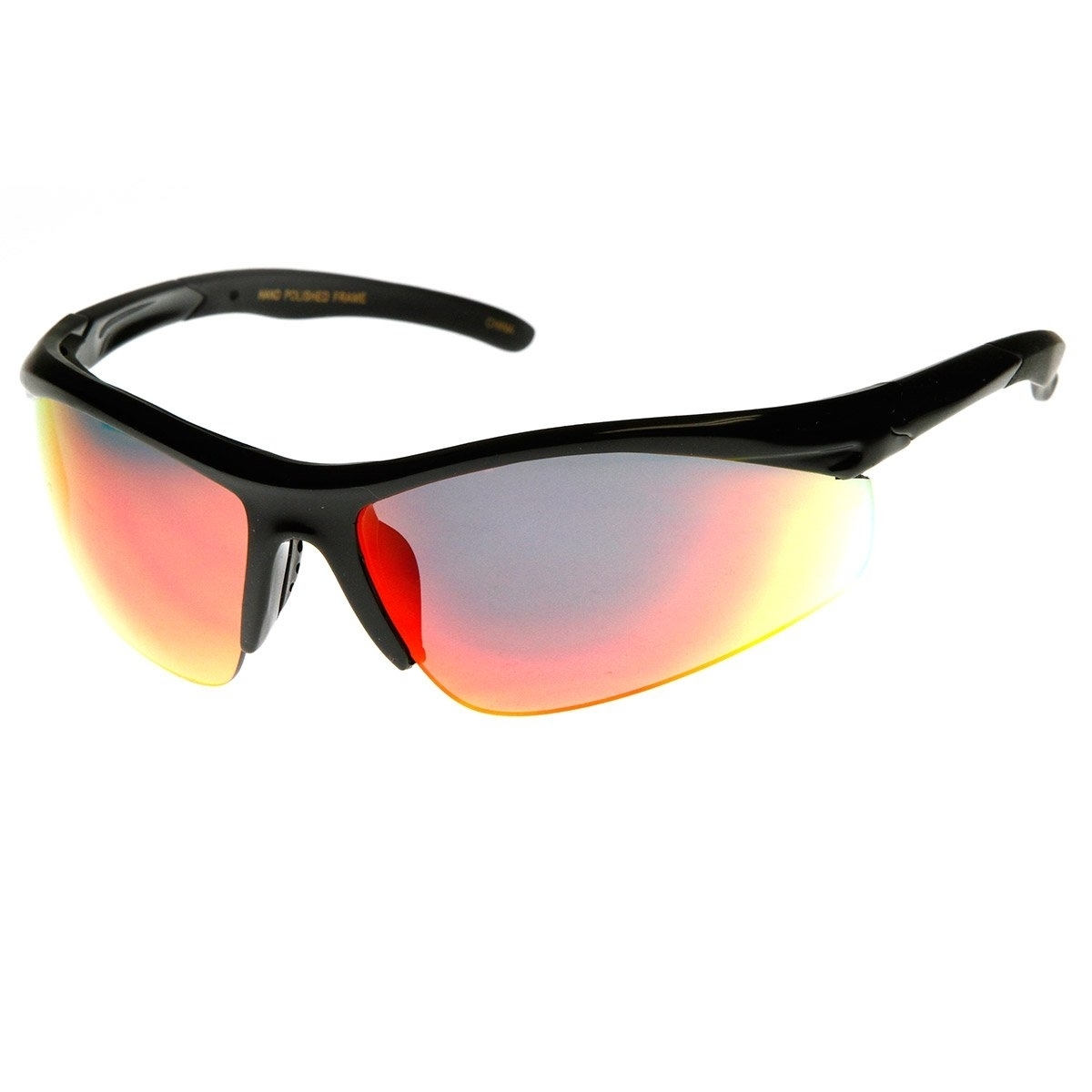 High Quality Semi-Rimless Running Cycling Sports Wrap Sunglasses - Black Ice+Black Fire+Case
