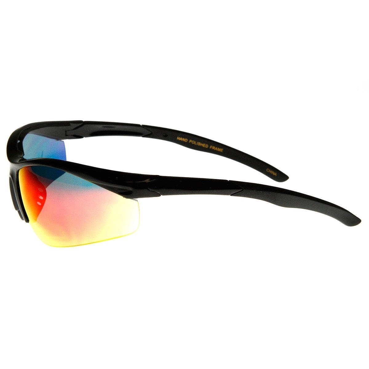 High Quality Semi-Rimless Running Cycling Sports Wrap Sunglasses - Black Ice+Black Fire+Case