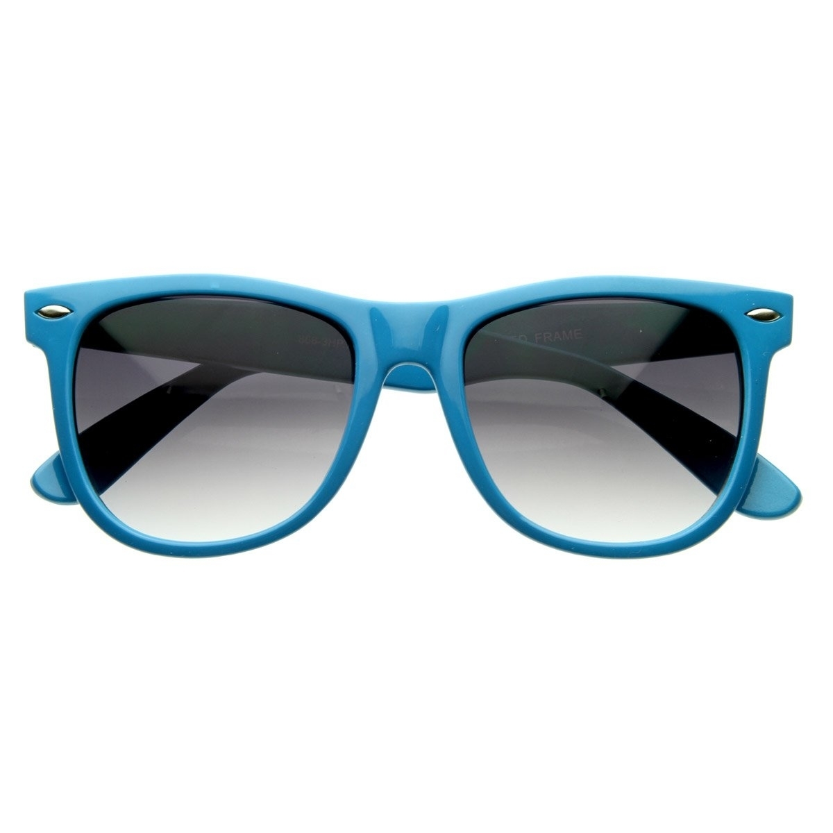 Large Classic Color Horn Rimmed Bright Retro Style Sunglasses - Blue