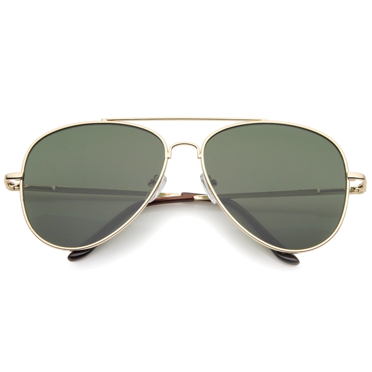 Large Classic Full Metal Teardrop Flat Lens Aviator Sunglasses 60mm - Silver / Lavender