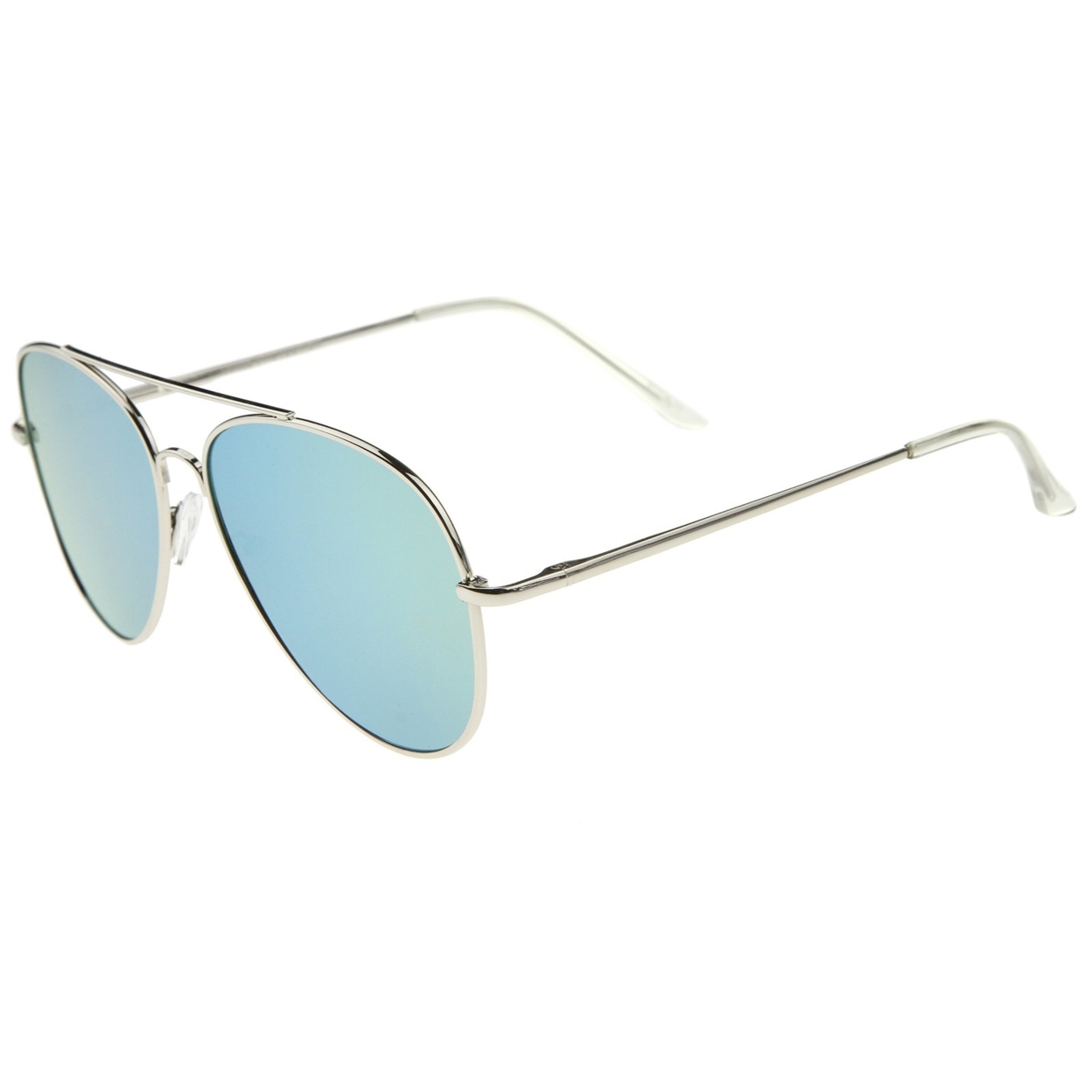 Large Full Metal Color Mirror Teardrop Flat Lens Aviator Sunglasses 60mm - Silver / Pink Mirror