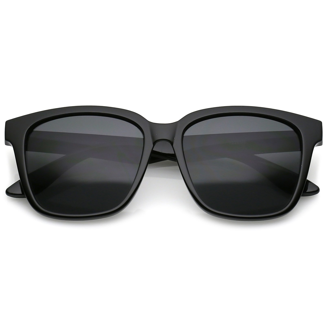 Large Horn Rimmed Sunglasses Wide Arms Square Lens 57mm - Matte Tortoise / Smoke