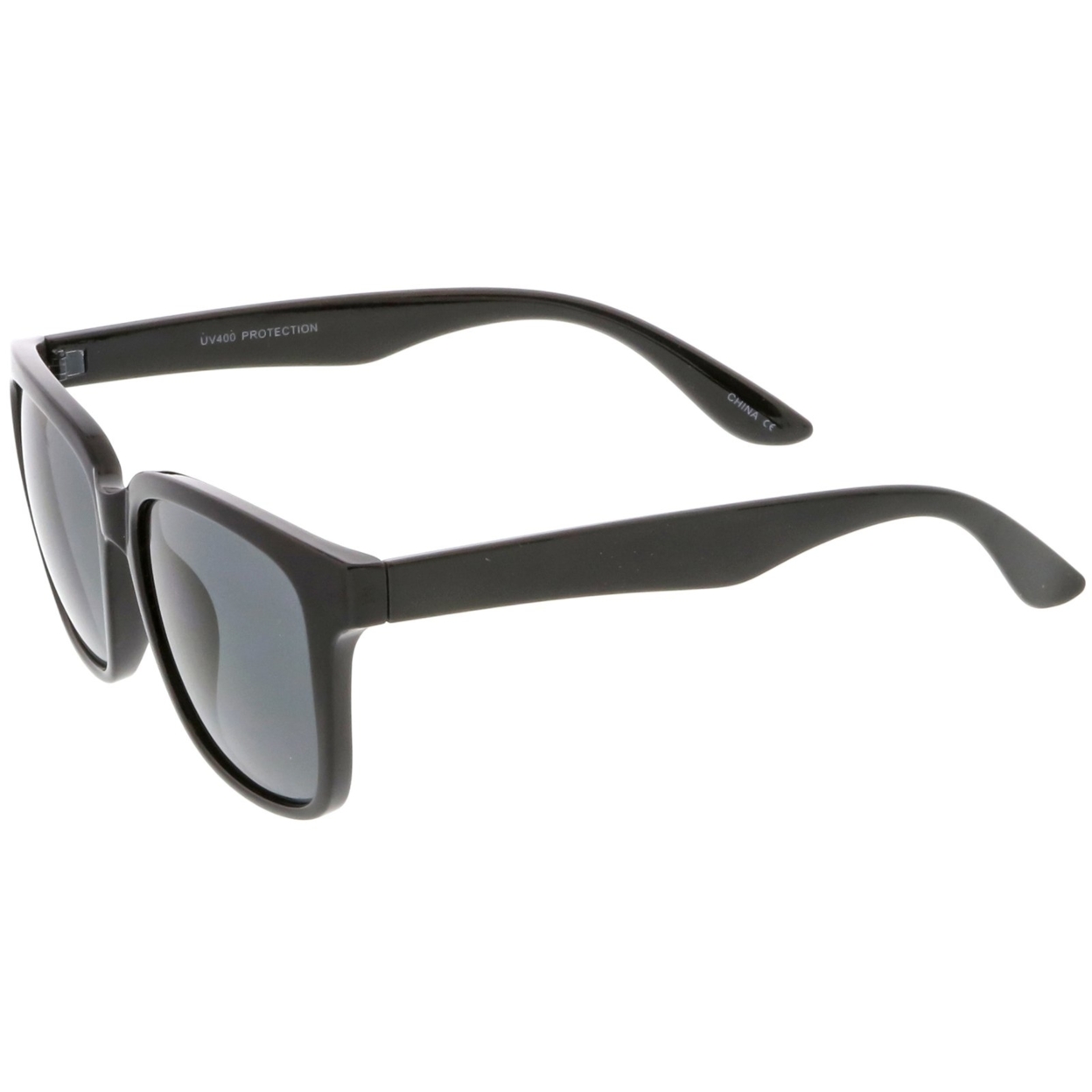 Large Horn Rimmed Sunglasses Wide Arms Square Lens 57mm - Matte Tortoise / Smoke