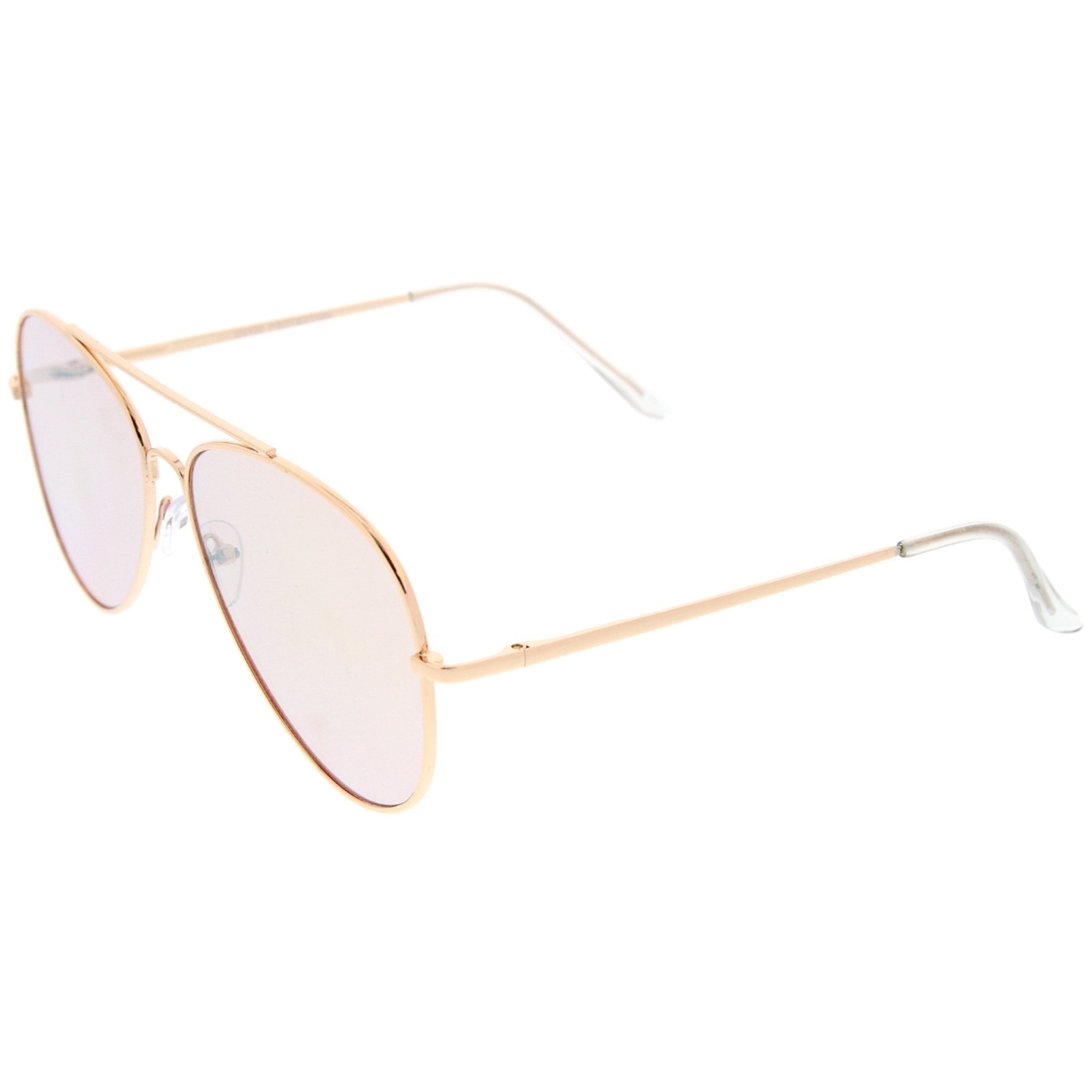 Large Metal Frame Colored Mirror Flat Lens Aviator Sunglasses 60mm - Gold / Orange Mirror