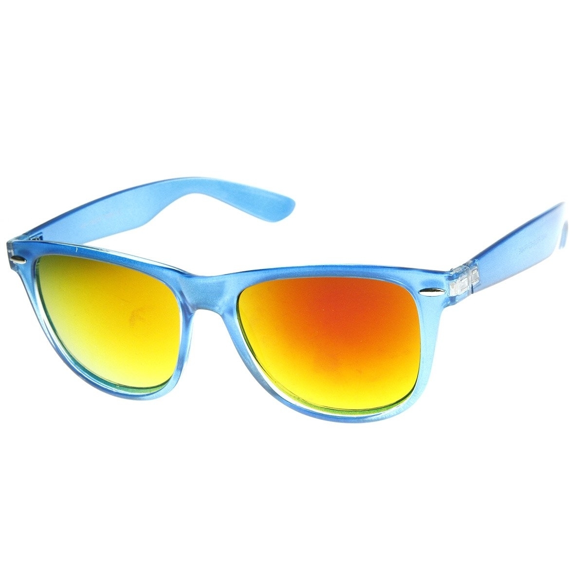 Large Oversized Translucent Frame Color Mirror Horn Rimmed Sunglasses - Orange Sun