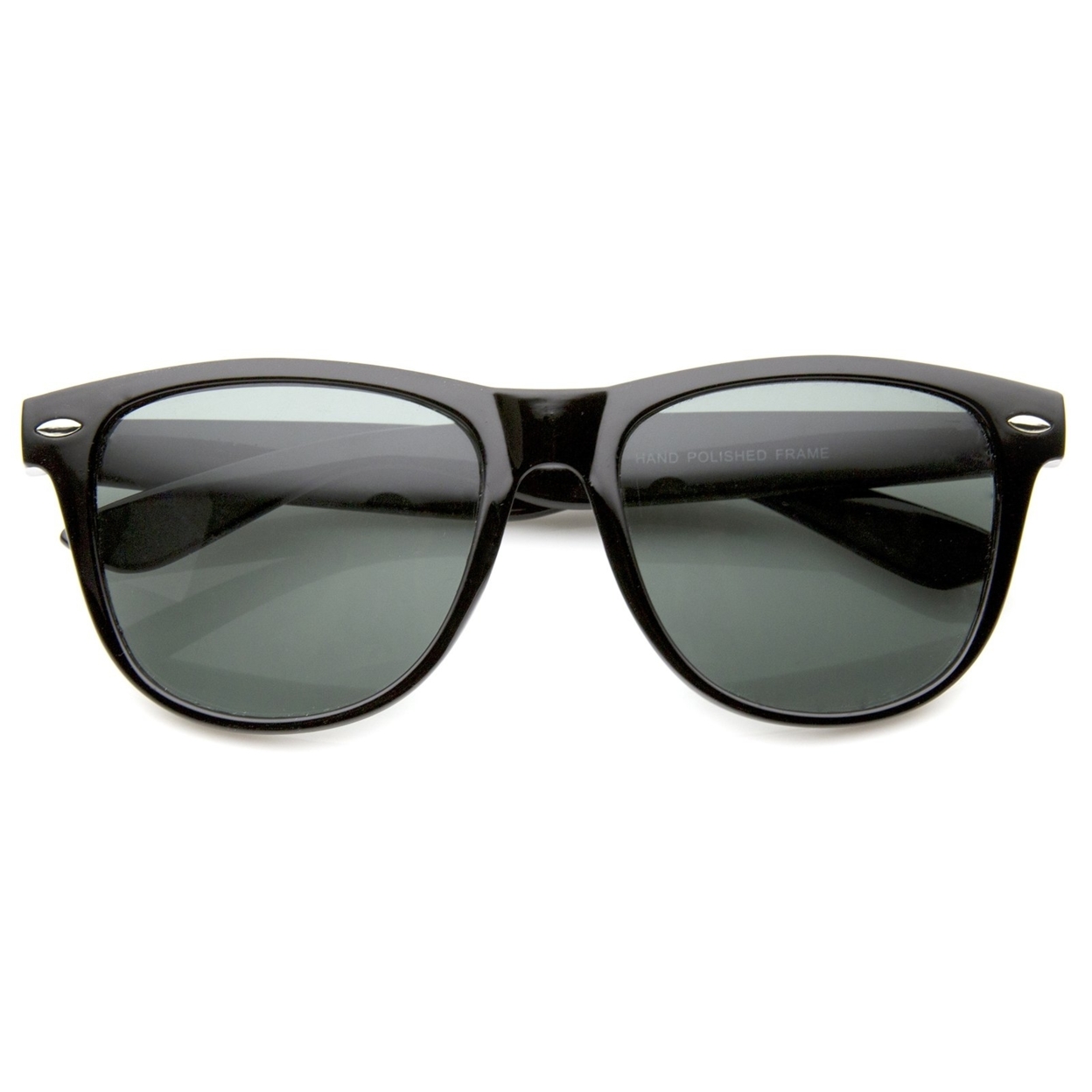 Large Retro Classic Glass Lens Casual Horn Rimmed Sunglasses 54mm - Black / Smoke